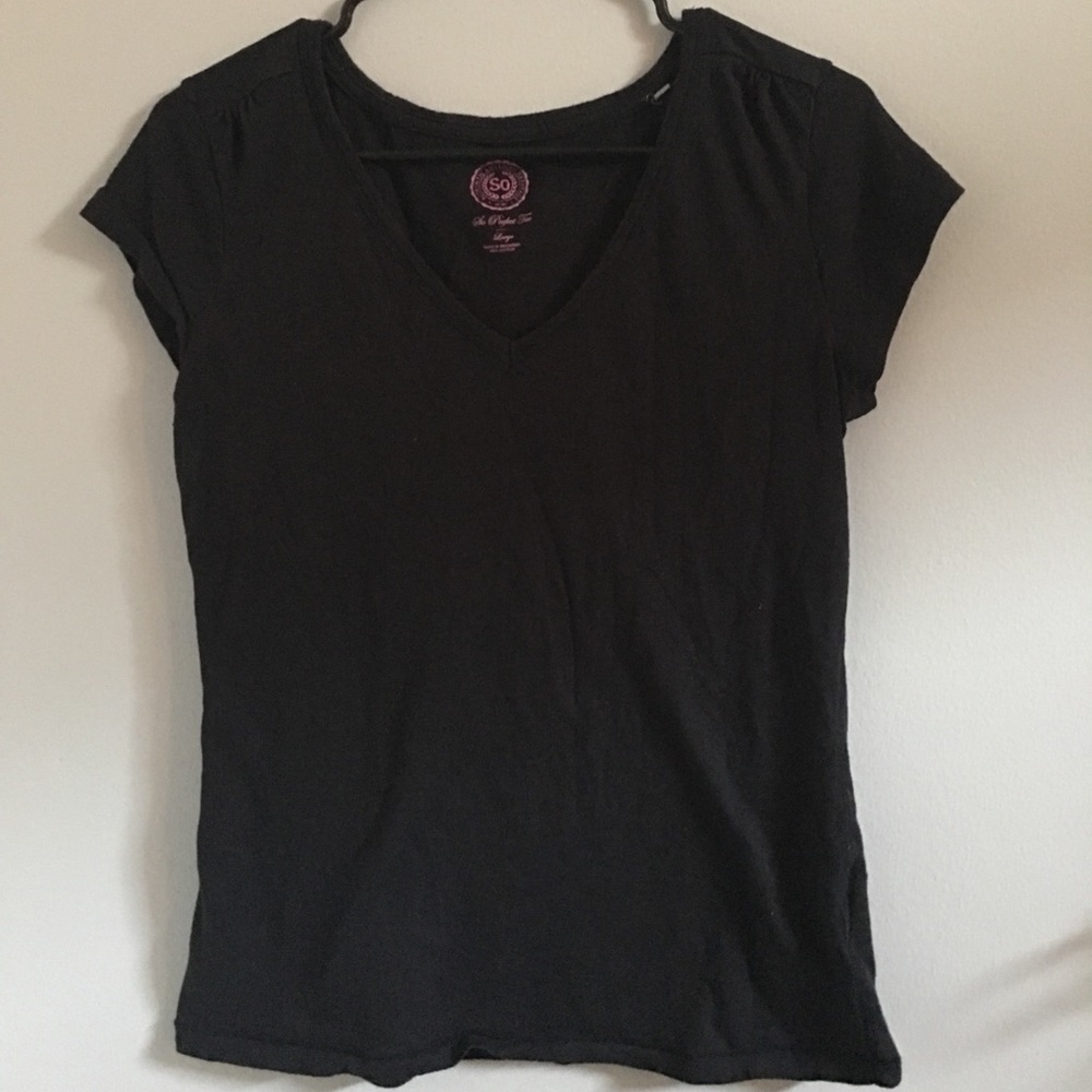 Black Juniors V-Neck
